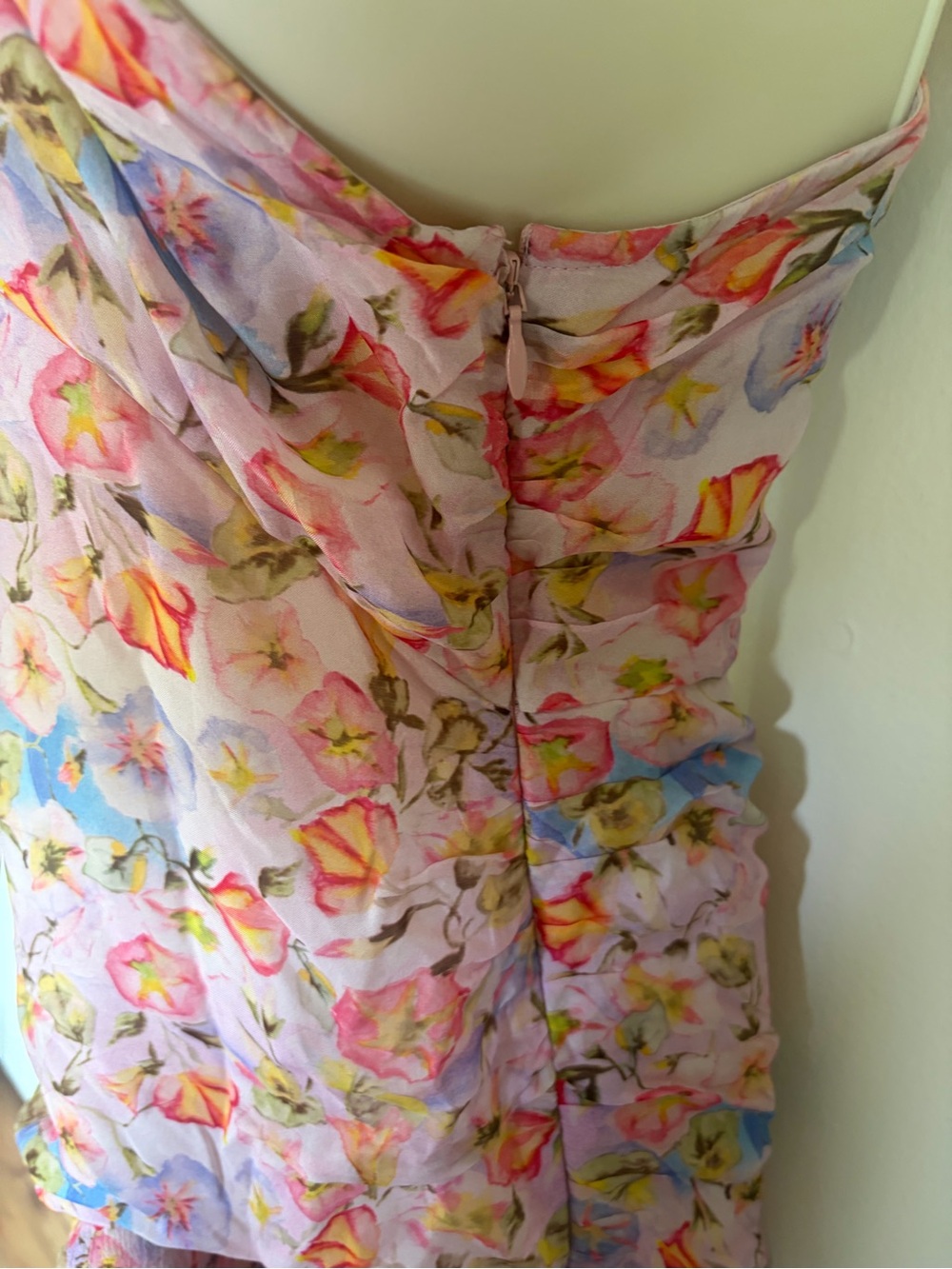 LoveShackFancy Pink Floral Ruffle-Tier Mini Dress - Picture 5 of 6